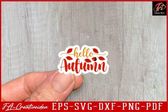 Download Hello Autumn Fall Stickers Svg Design - Premium Resources