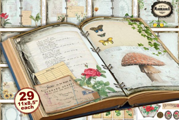 Download Vintage Botanical Junk Journal Kit - Journal kit Collection