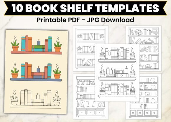 Download 10 Bookshelf Printable Template Pages - Printable template Collection