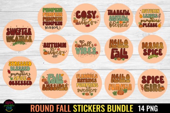 Download Round Fall Stickers Bundle I Fall PNG - Fall stickers Collection