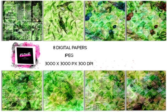 Download Green Digital Scrapbooking Papers Set - Scrapbooking Collection