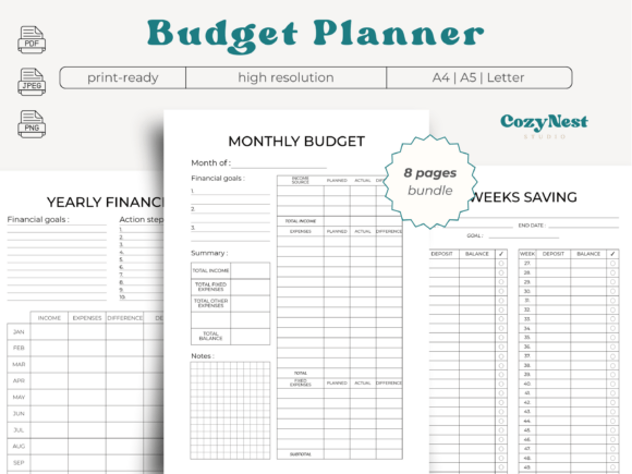 Download Printable Budget Planner Bundle Finances - Printable budget Collection