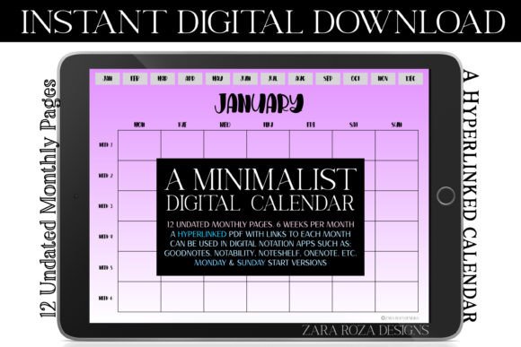 Download Magenta Digital Monthly Undated Planner - Undated planner Collection