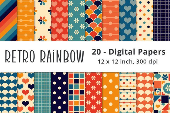 Download Retro Rainbow Color Scrapbooking Papers - Scrapbooking Collection