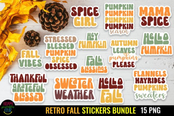 Download Retro Fall Stickers Bundle I Fall PNG - Fall stickers Collection