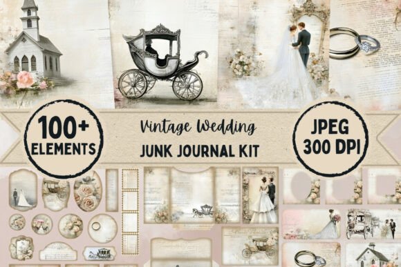 Download Vintage Wedding Junk Journal Kit - Journal kit Collection