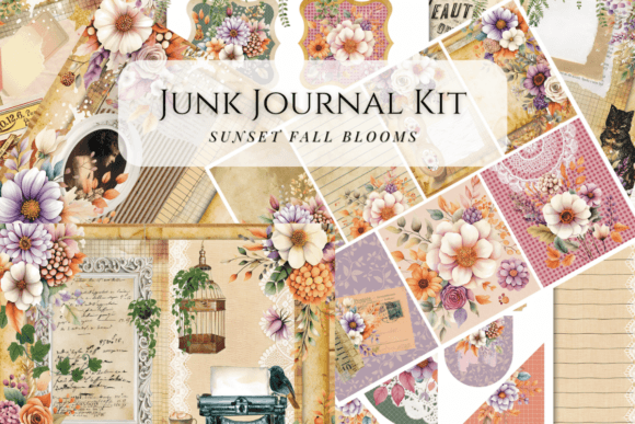 Download Sunset Fall Blooms Junk Journal Kit - Journal kit Collection