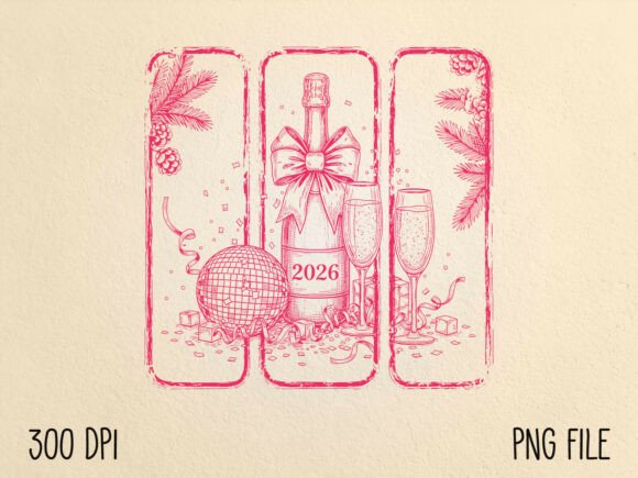 Download Vintage Pink 2026 New Year Champagne PNG - Premium Resources