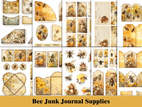 Download Yellow Bee Junk Journal Kit Ephemera - Journal kit Collection
